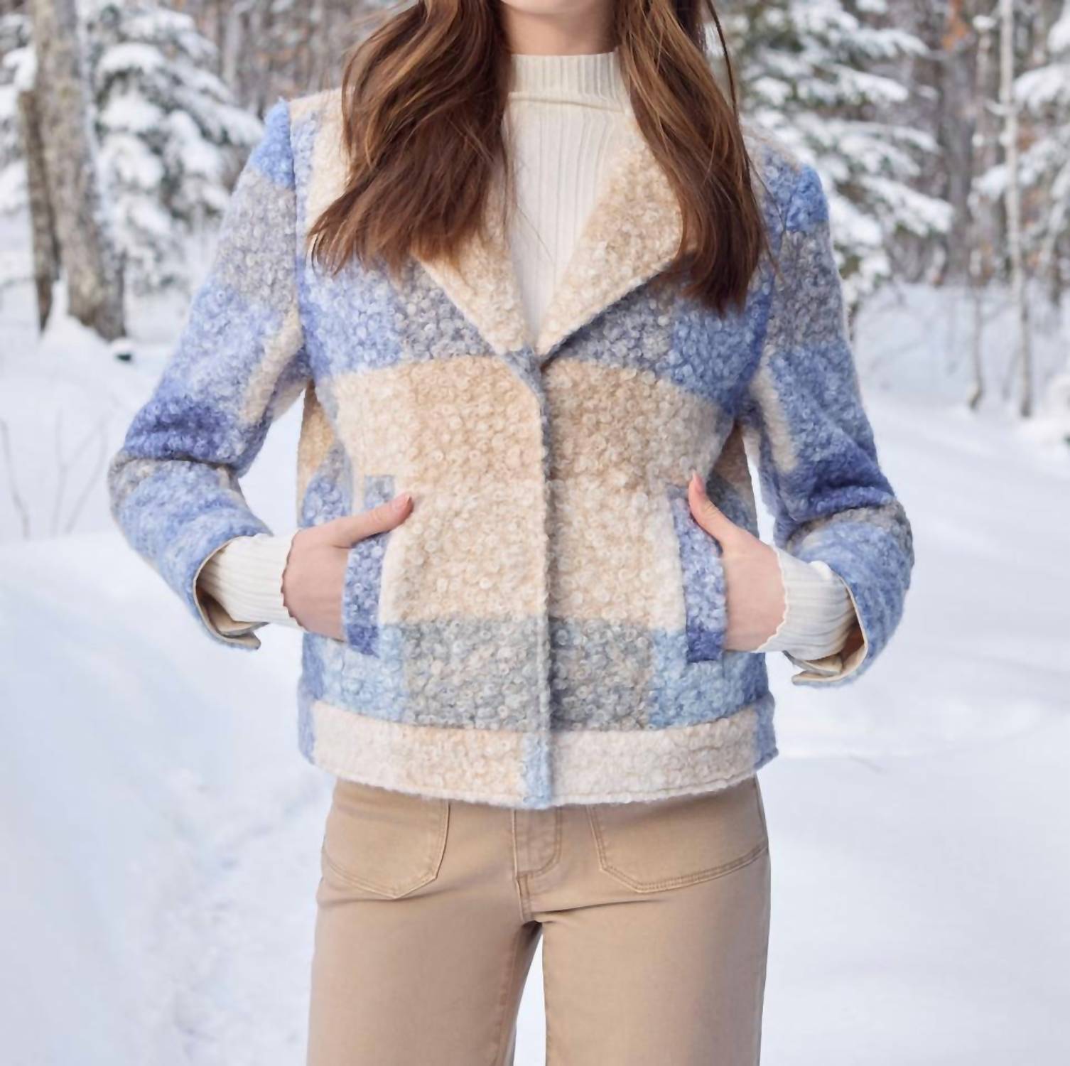 Charlie B - Plaid Bouclé Knit Short Coat