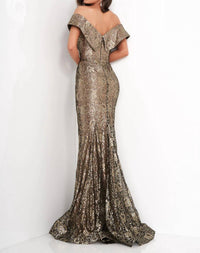 Jovani - Fitted V Neck Evening Dress