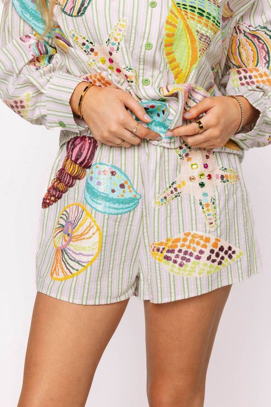 Queen Of Sparkles - Striped Shell Short