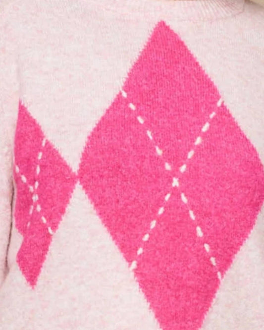 Sundry - Ballerina Argyle Pullover Sweater