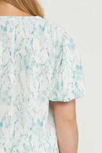entro Watercolor Puff Sleeve Blouse in green - women's blouse - view 6
