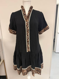 Entro - Women's Leopard Pattern Ruffle Dress