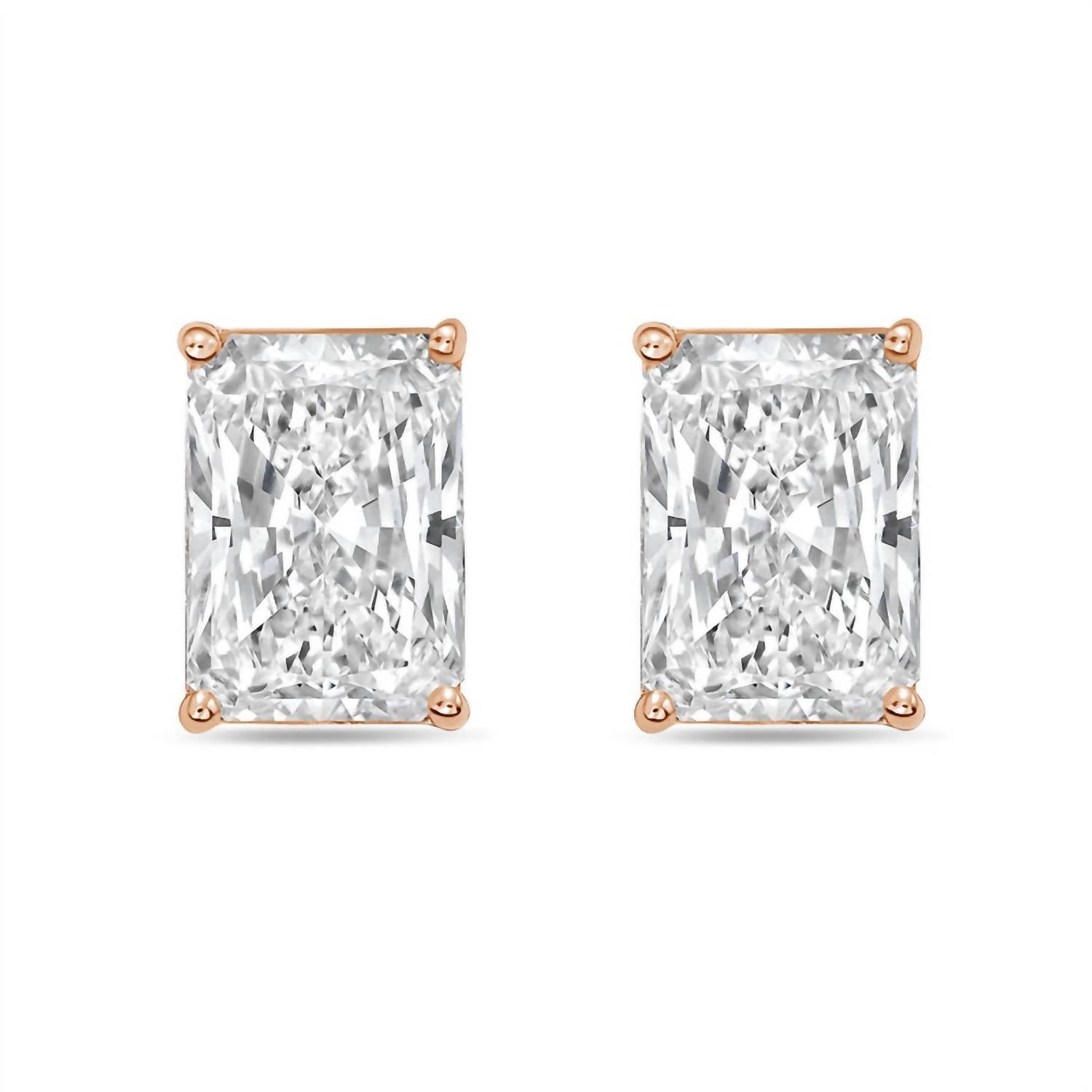 Diana M Jewels - Women's Radiant Lab-grown Diamond Stud Earrings (1.00 Tcw) - Delicate