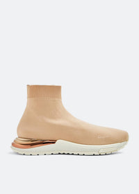 Salvatore Ferragamo Women's Ninette Metallic Heel-counter Sneakers in beige - women's sneaker