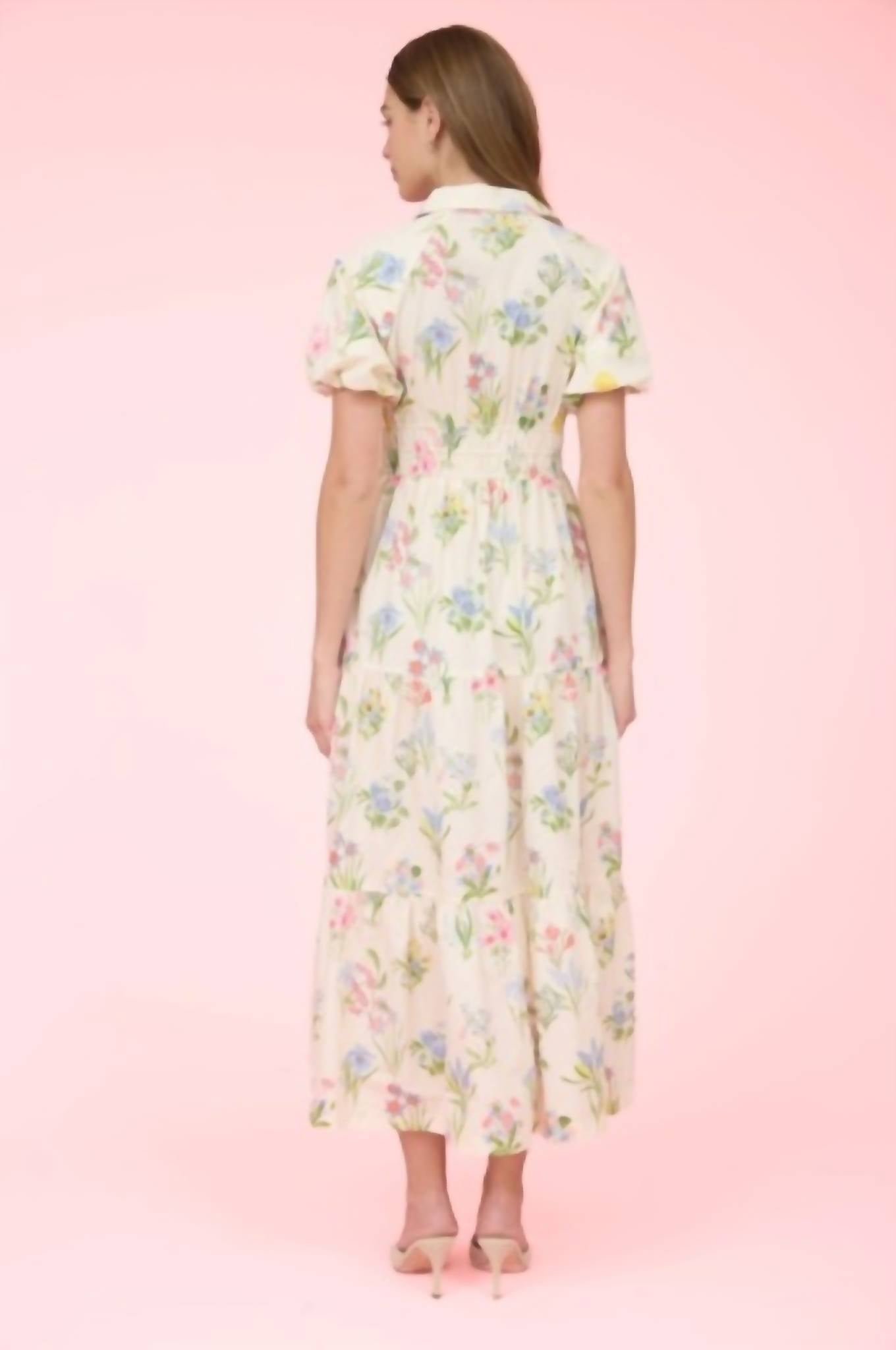 Zoe And Claire - PRINTED PUFF SLEEVE SHIRT DRESS