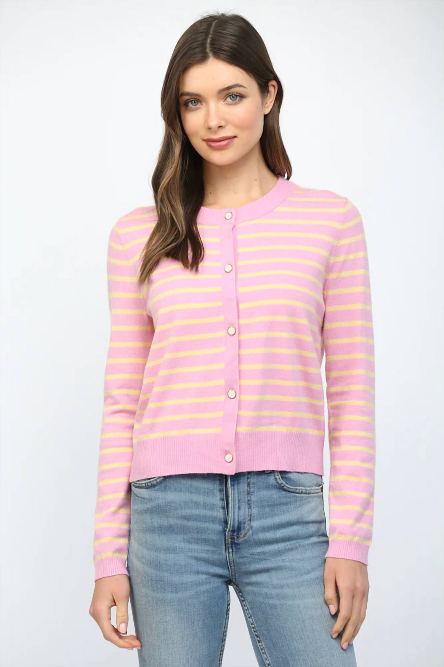 Fate By Lfd - Striped Button Front Cardigan