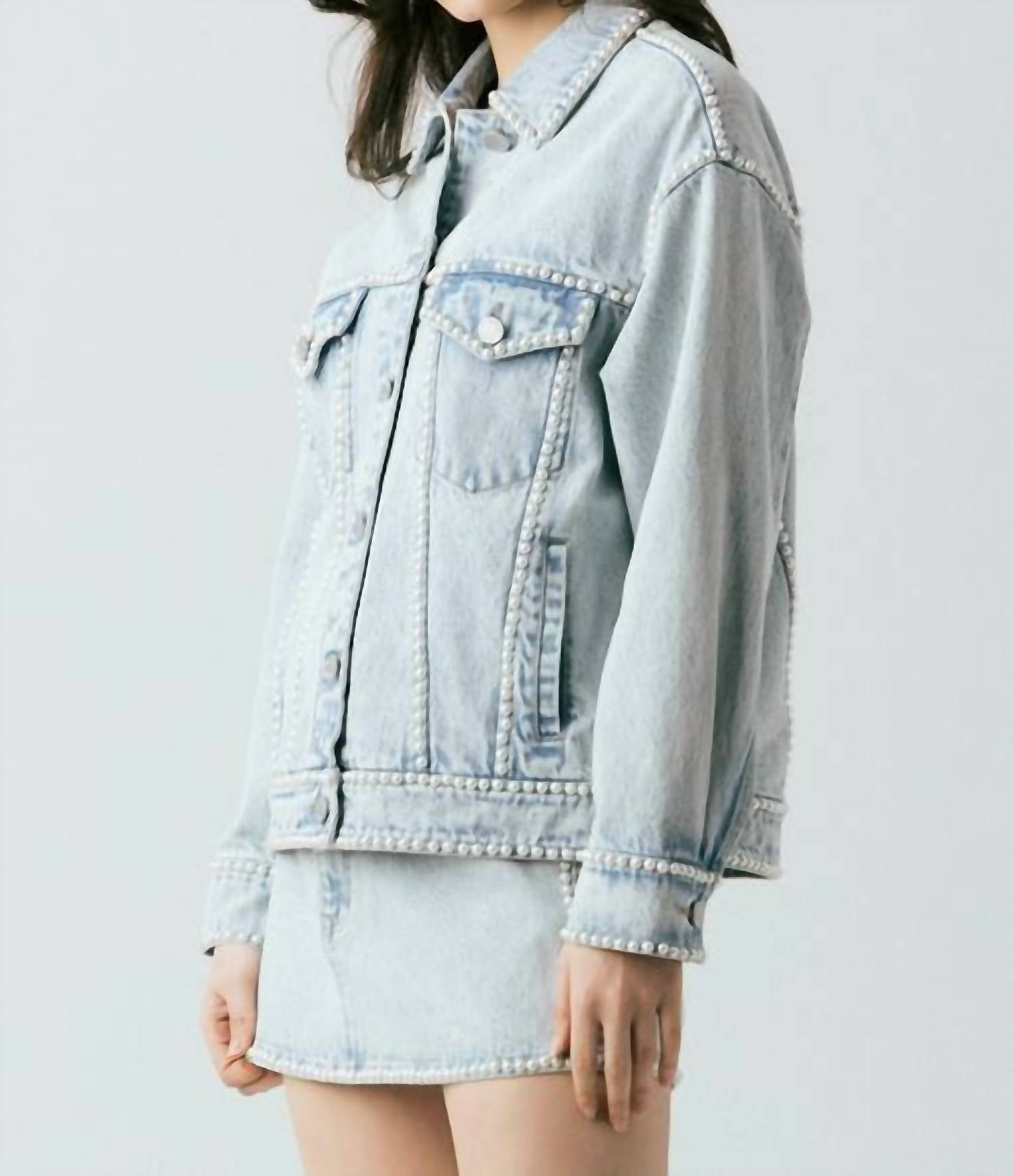 Blanknyc - Tiebreaker Pearl Trim Denim Jacket