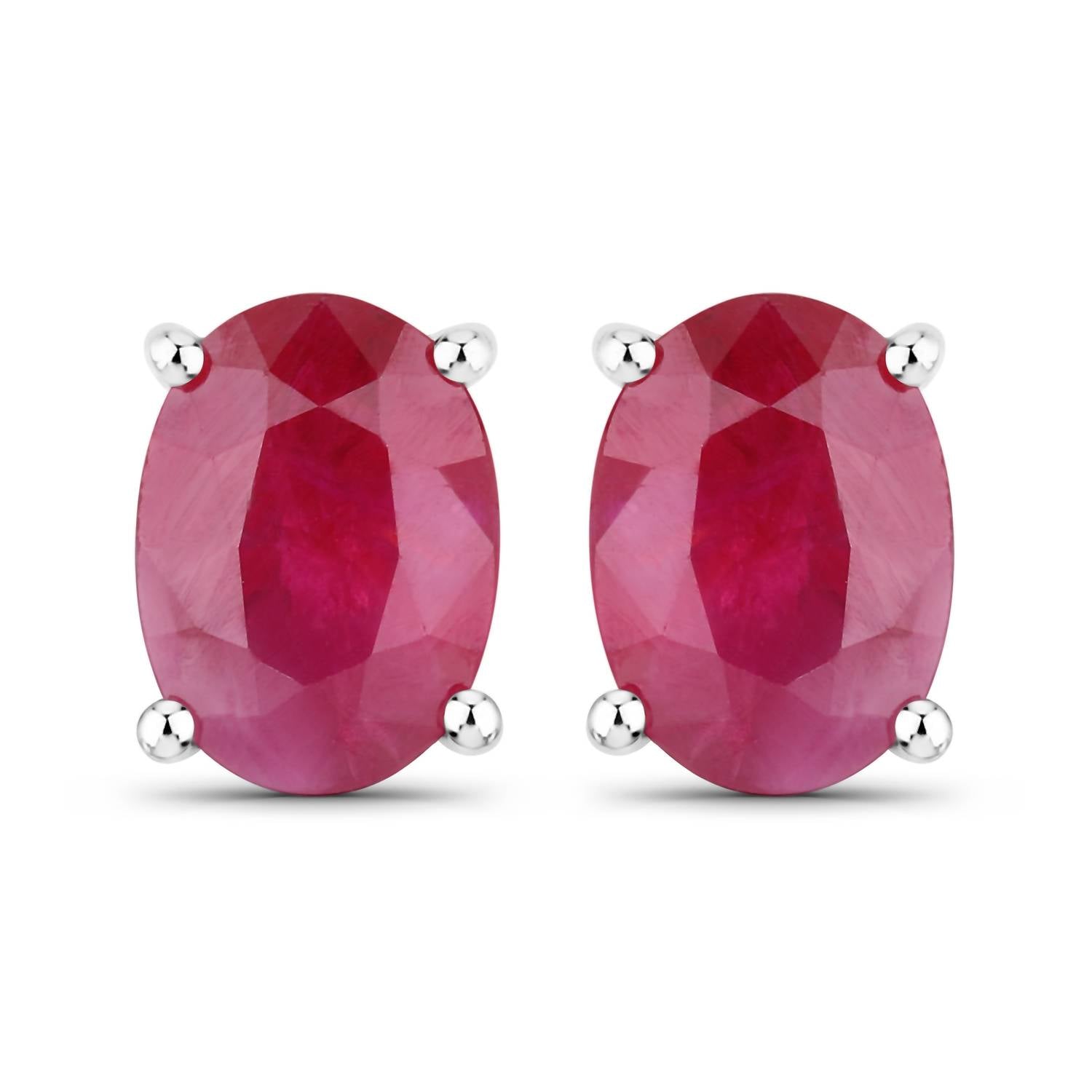 Diana M Jewels - Women's Oval Natural Ruby Stud Earrings (1.70 Ct) - Classic
