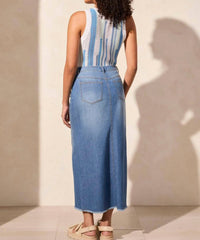 TRIBAL Full Length Denim Skirt in coastline - women's skirt - detail view