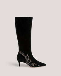 Cinq A Sept - Women's Casey Embroided Kitten Heel Boots