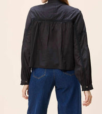 Cleobella Morea Top in black 1 - women's long sleeve top - detail view