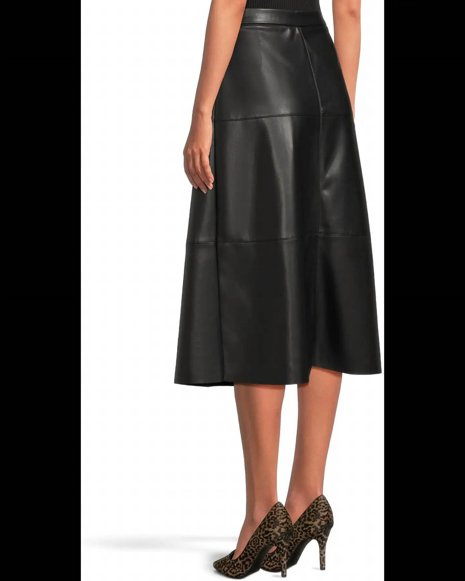 Elliott Lauren Zippered Vegan Leather Skirt in black - women's skirt - alternate view