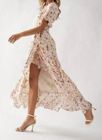 Urban Daizy - Floral Asymmetrical Wrap Maxi Dress