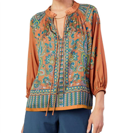 Current Air - Paisley Pattern Split Neck Blouse