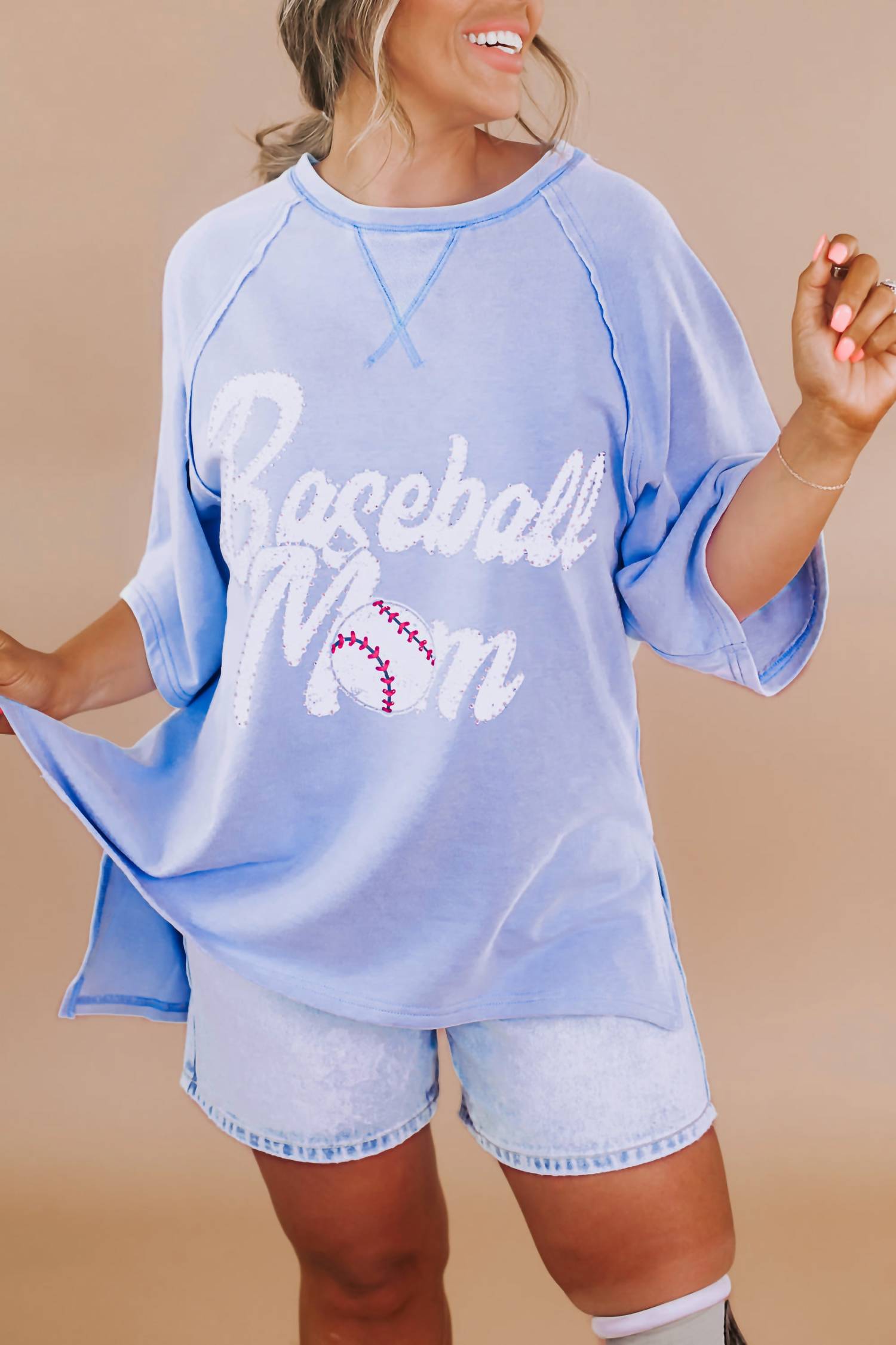 Fantastic Fawn - Baseball Mom Washed Oversized Tee