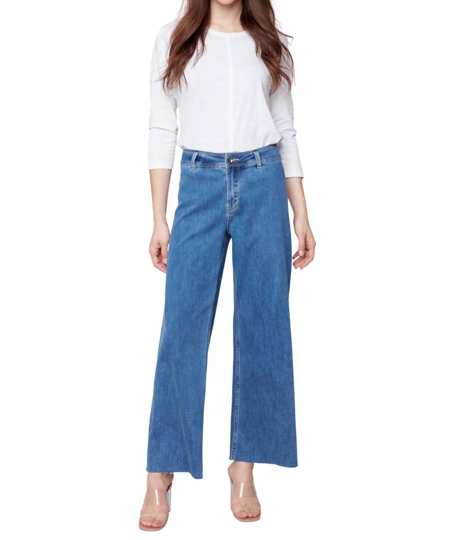 CHARLIE B Wide Leg Jean in medium blue - women's jeans