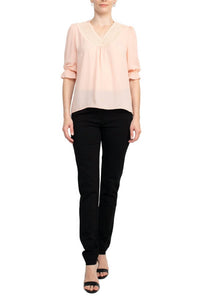 Zac & Rachel - Lace V-neck Crepe Top