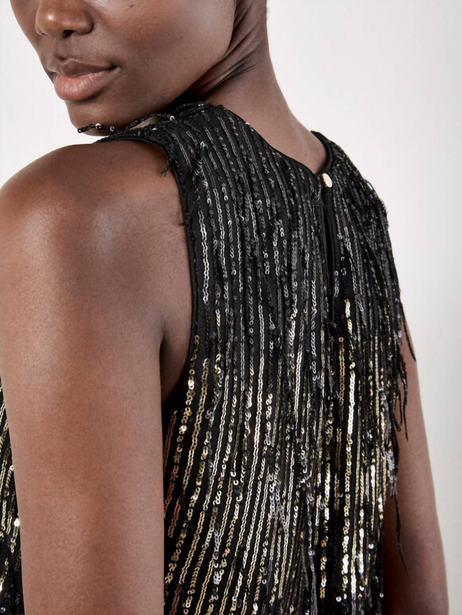 Apricot - Sequin Fringe Top