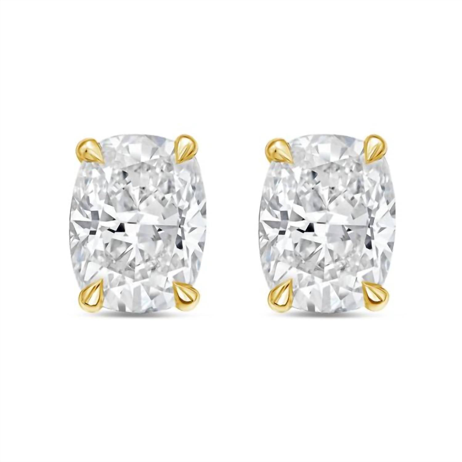 Diana M Jewels - Women's Cushion Lab-grown Diamond Stud Earrings (3.00 Tcw) - Signature