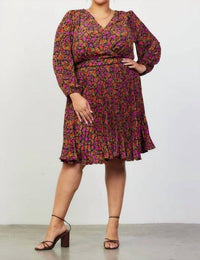 Skies Are Blue - Printed Overlap Dress - Plus