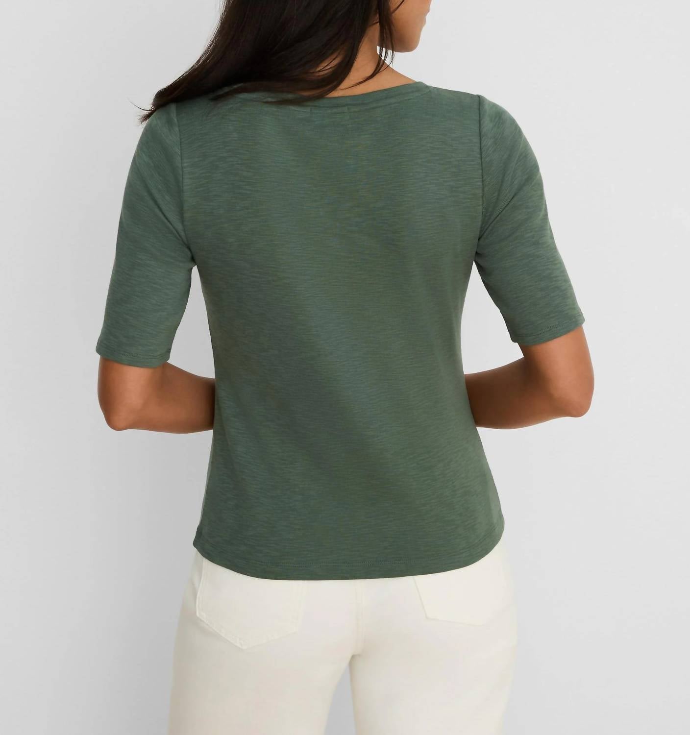 Nic + Zoe - Elbow Sleeve Notch Tee
