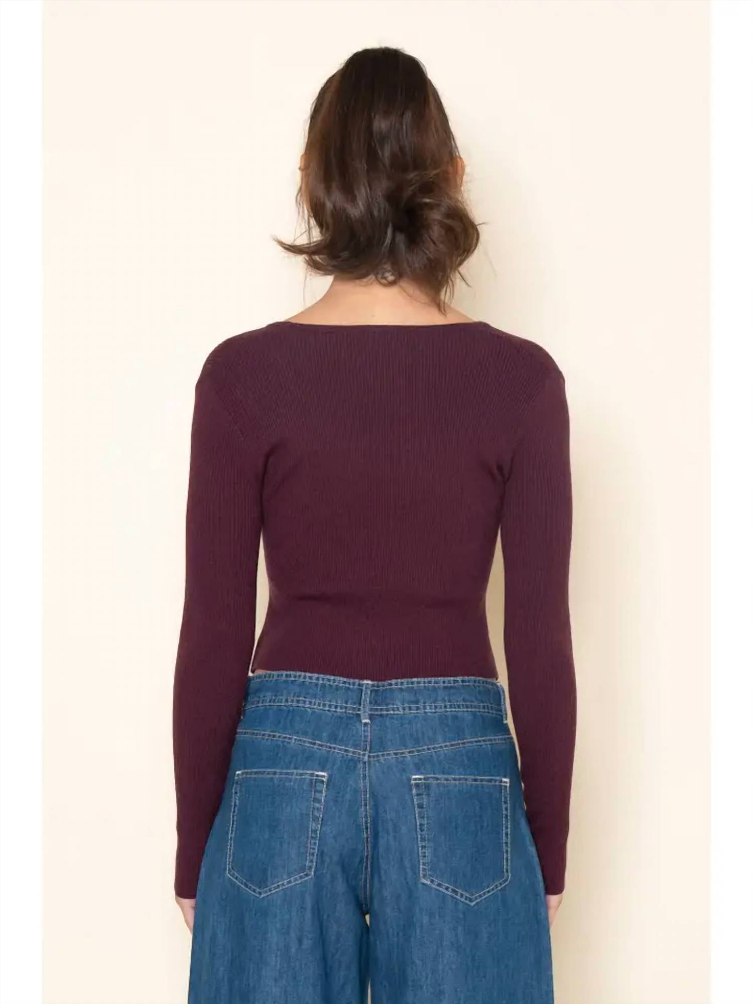 Fore Collection - Brenna Buckle V-neck Knit Top