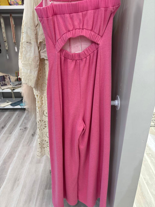 Davi & Dani - Straps Tube Open Back Wide Leg Jumpsuit