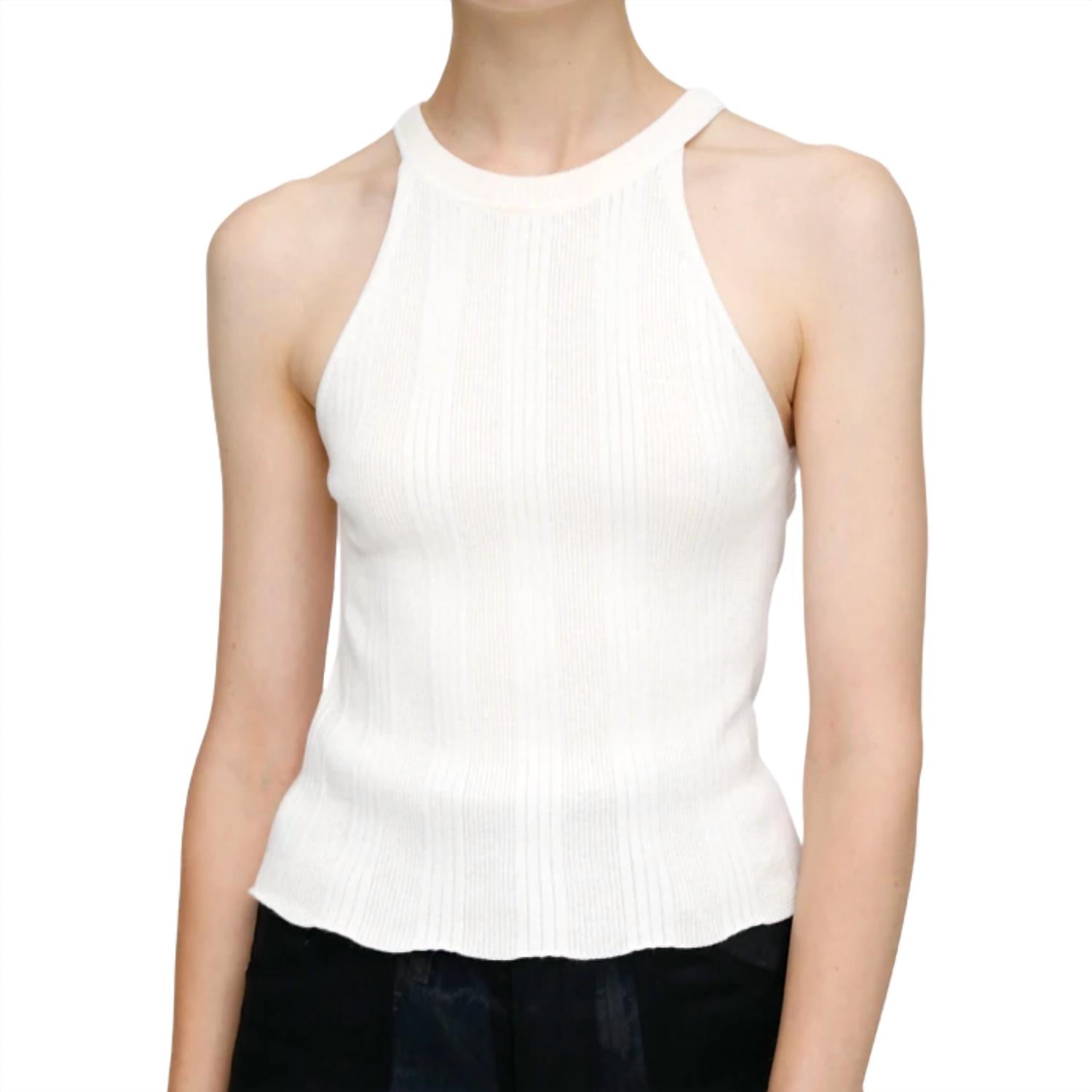Moussy Women's Braid Delta Tank Top in off white - women's tank top