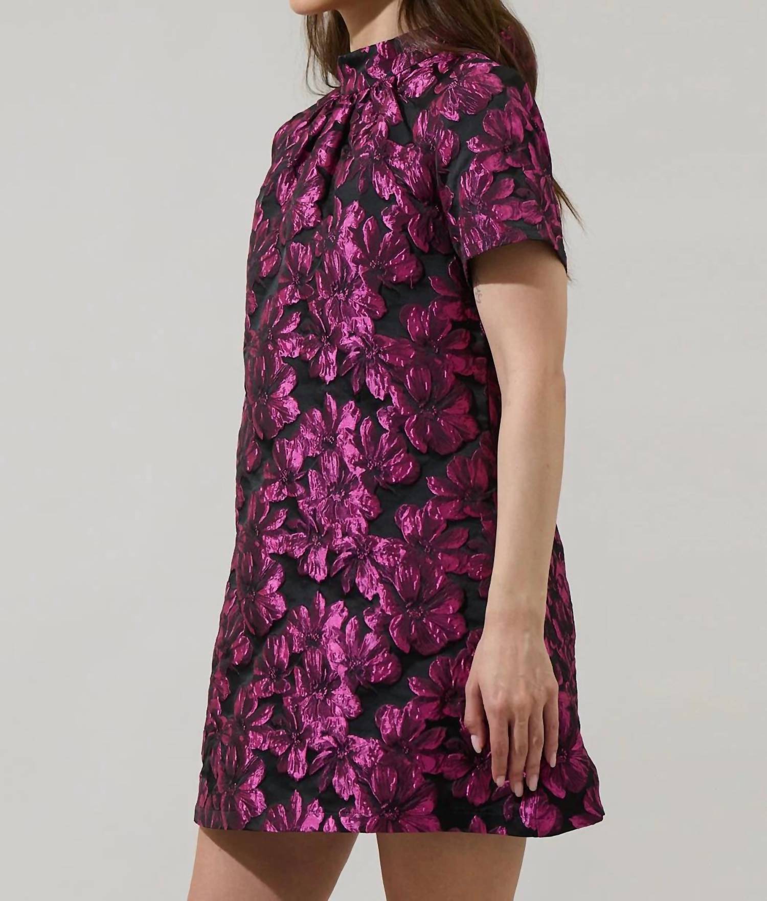 Sugarlips - Bethan Jacquard Floral Nova Back Bow Tie Mini Dress
