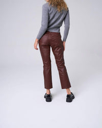sneak peek Mid Rise Slim Straight Coated Pants in berry - women's pants - view 5