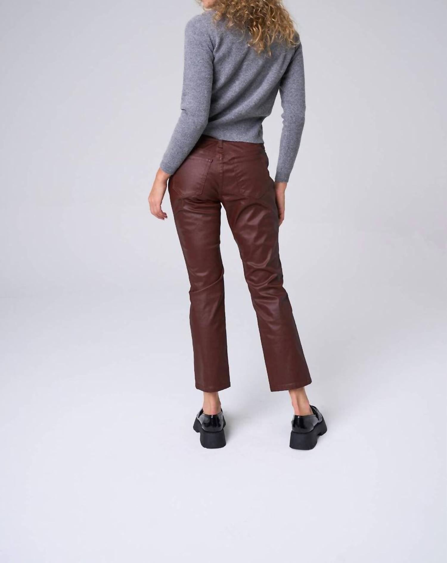 sneak peek Mid Rise Slim Straight Coated Pants in berry - women's pants - view 5
