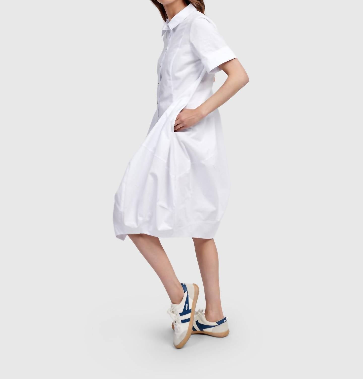 ALEMBIKA Barb Cotton Shirtdress in white - women's dress - alternate view