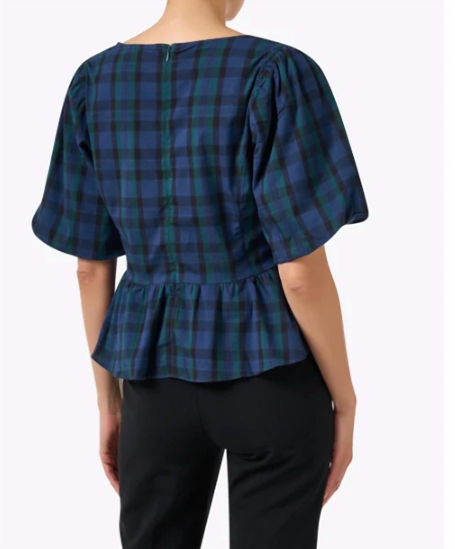Sail To Sable - Blackwatch Peplum Top