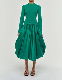 SIMKHAI Kenlie Taffeta Knit Midi Dress in kelly green 1 - women's dress