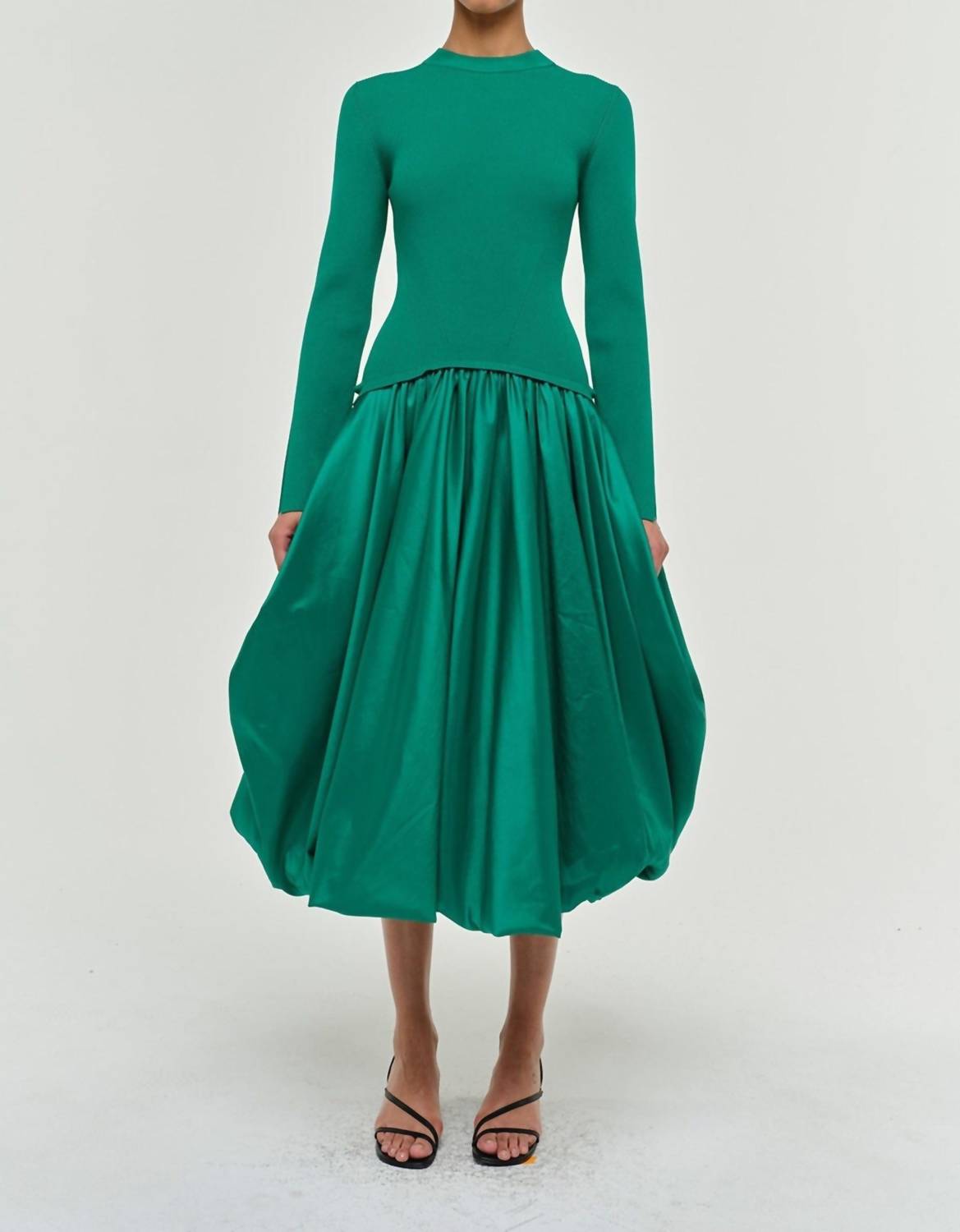 SIMKHAI Kenlie Taffeta Knit Midi Dress in kelly green 1 - women's dress