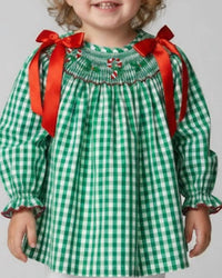 Delaney - Toddler Long Sleeve Candy Cane Bishop Dress