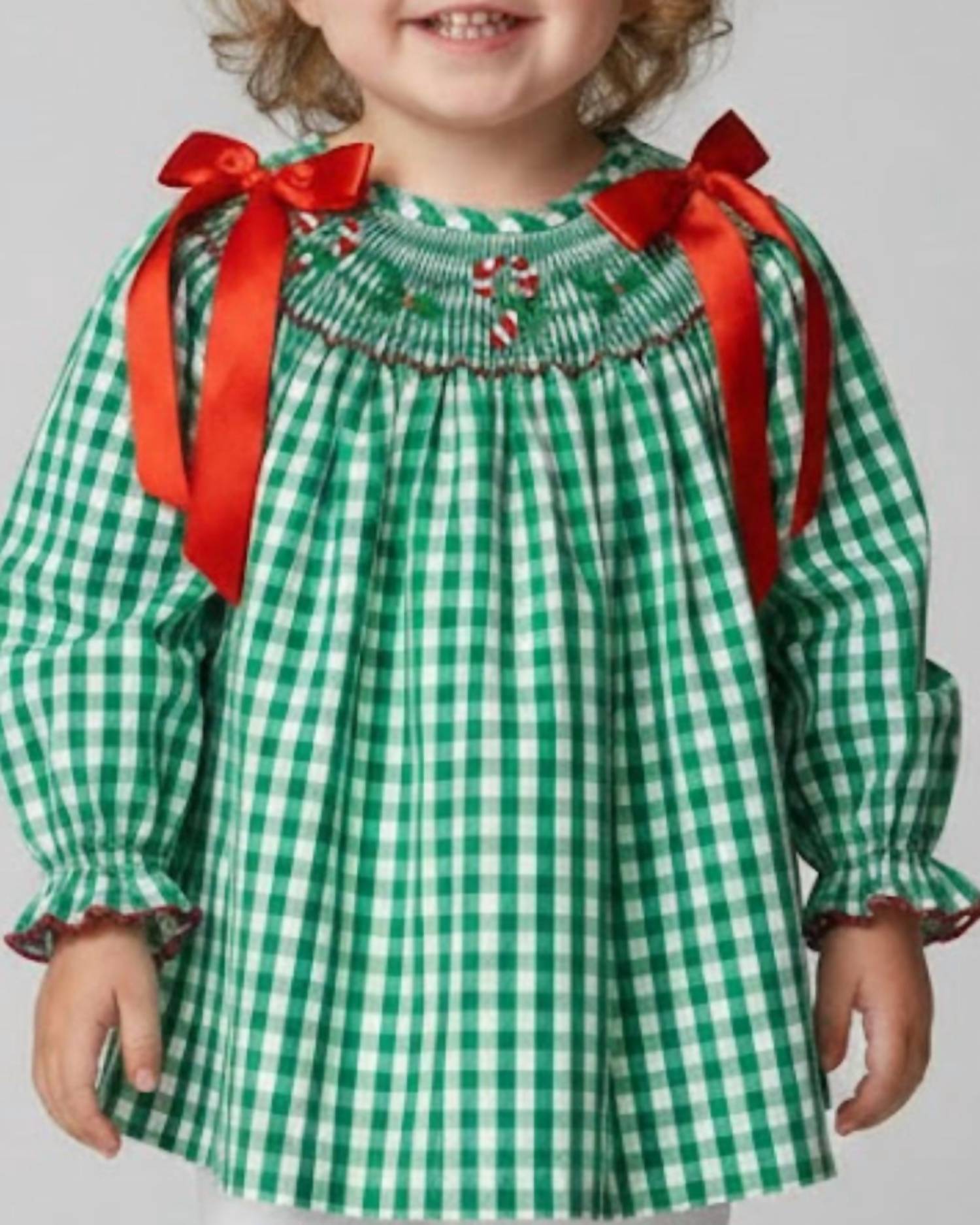 Delaney - Toddler Long Sleeve Candy Cane Bishop Dress