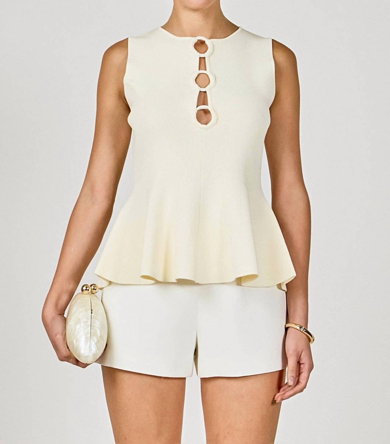 Endless Rose - Ring Detailed Flare Knit Top