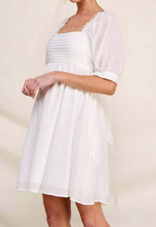 Allie Rose - Textured Puff Sleeve Babydoll Dress