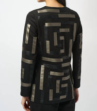 Joseph Ribkoff - Leatherette Collarless Jacket