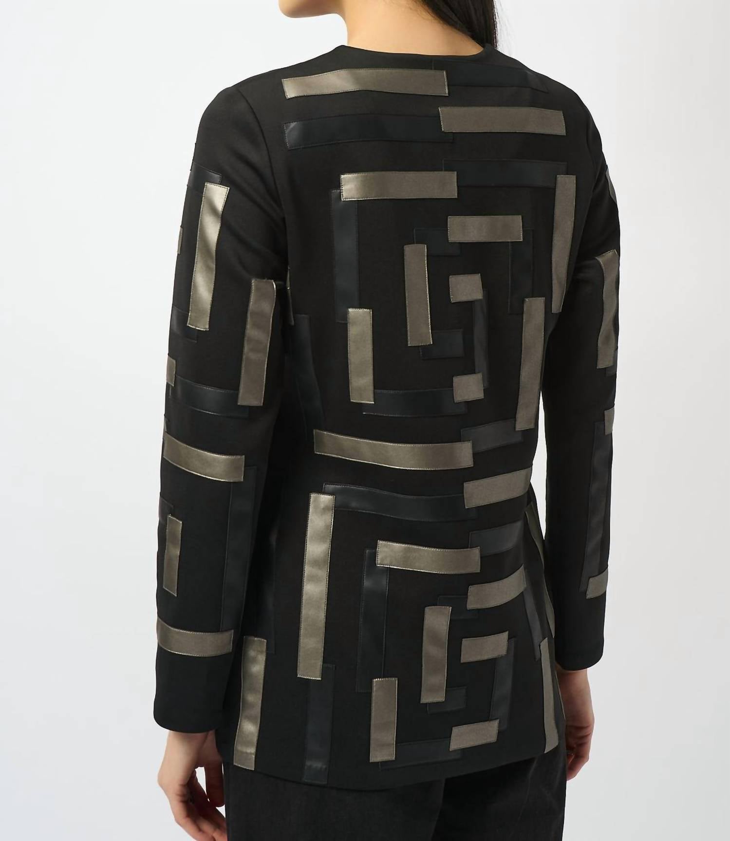 Joseph Ribkoff - Leatherette Collarless Jacket