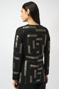 Joseph Ribkoff - Leatherette Collarless Jacket