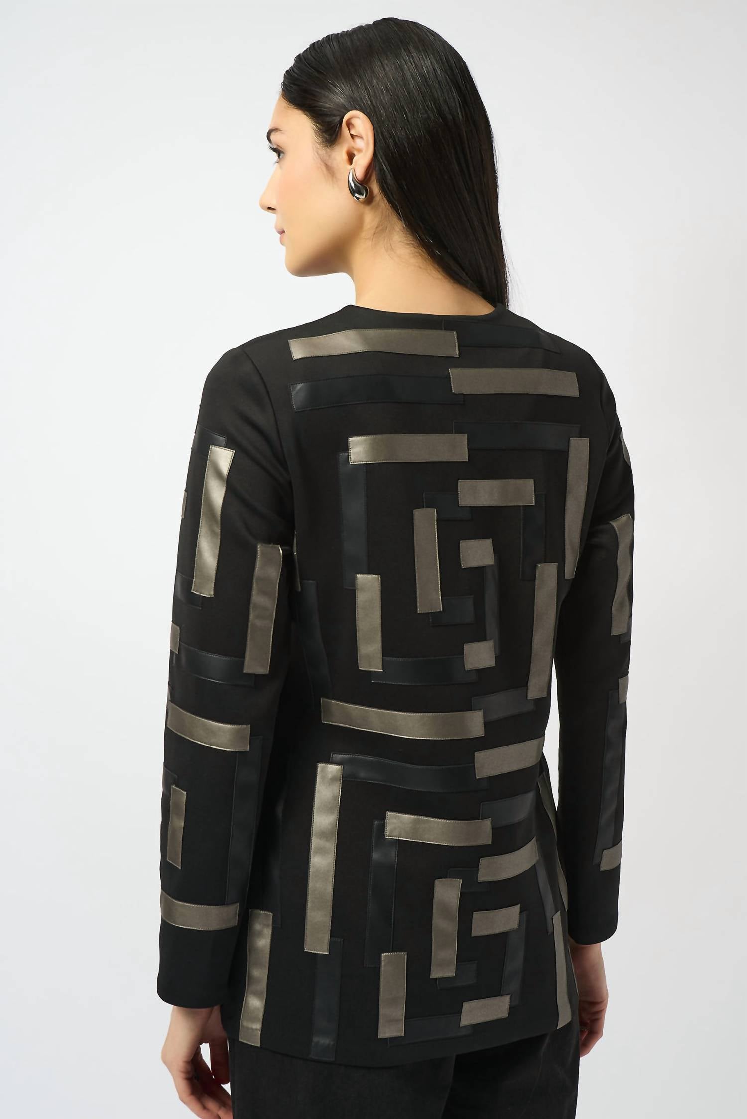 Joseph Ribkoff - Leatherette Collarless Jacket