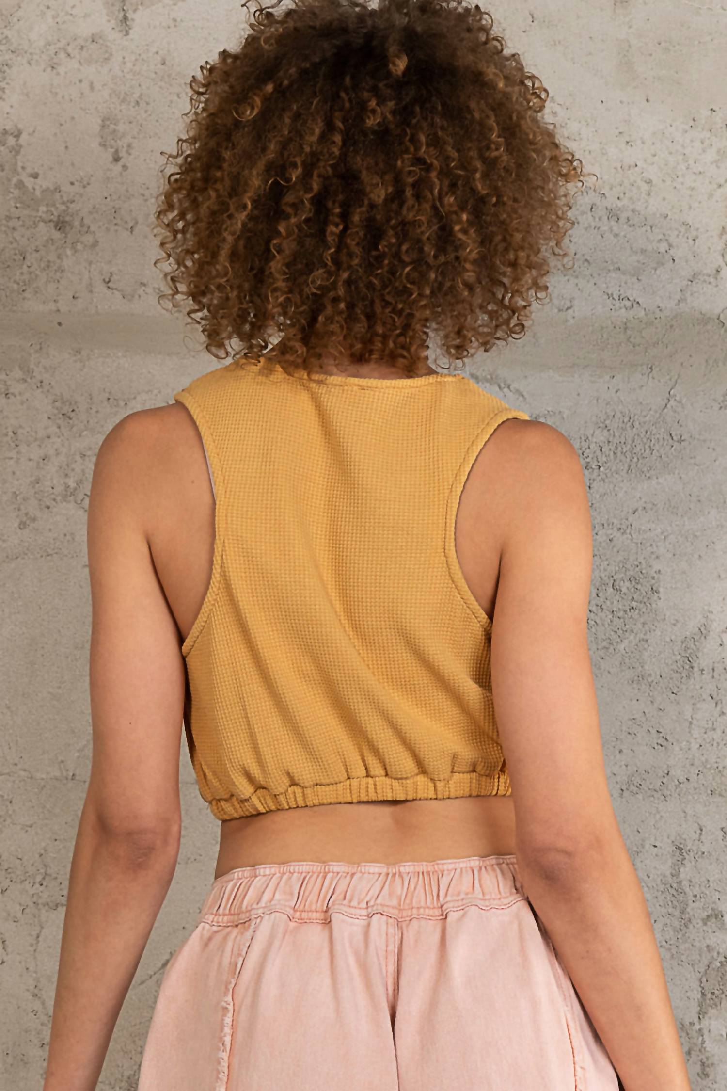 Pol - Sleeveless Waffle Crop Top