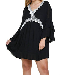 Umgee - Layered Ruffle Bell Sleeve Dress