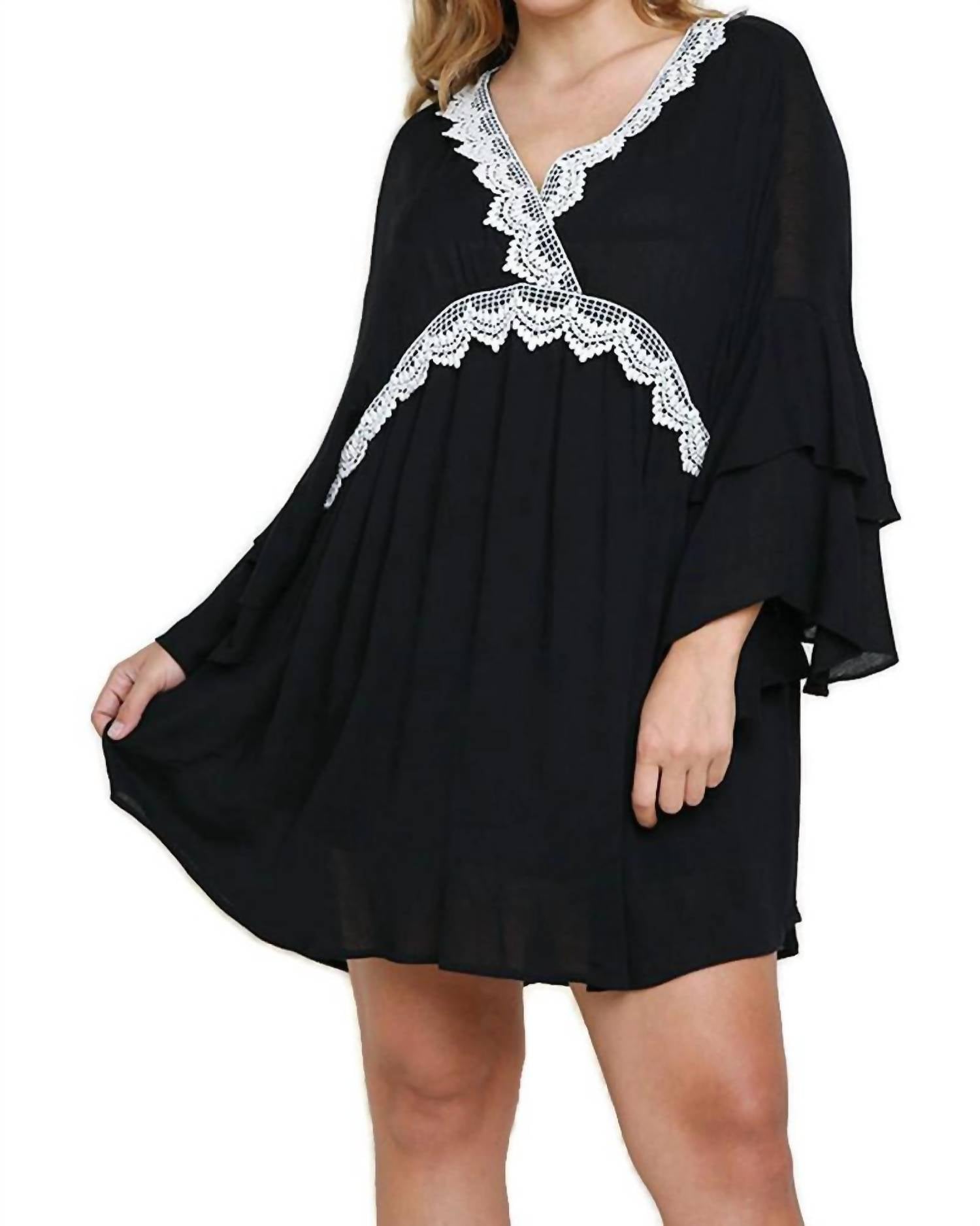 Umgee - Layered Ruffle Bell Sleeve Dress