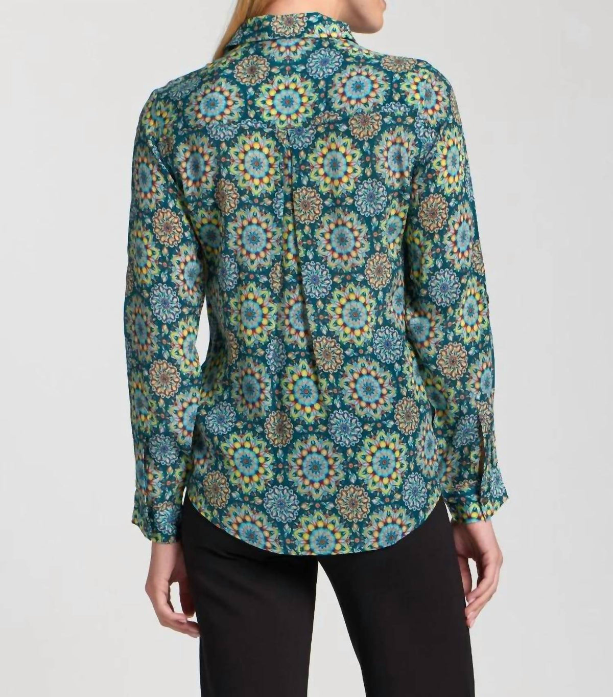 Apny - Button-up Blouse With Roll-up Sleeves