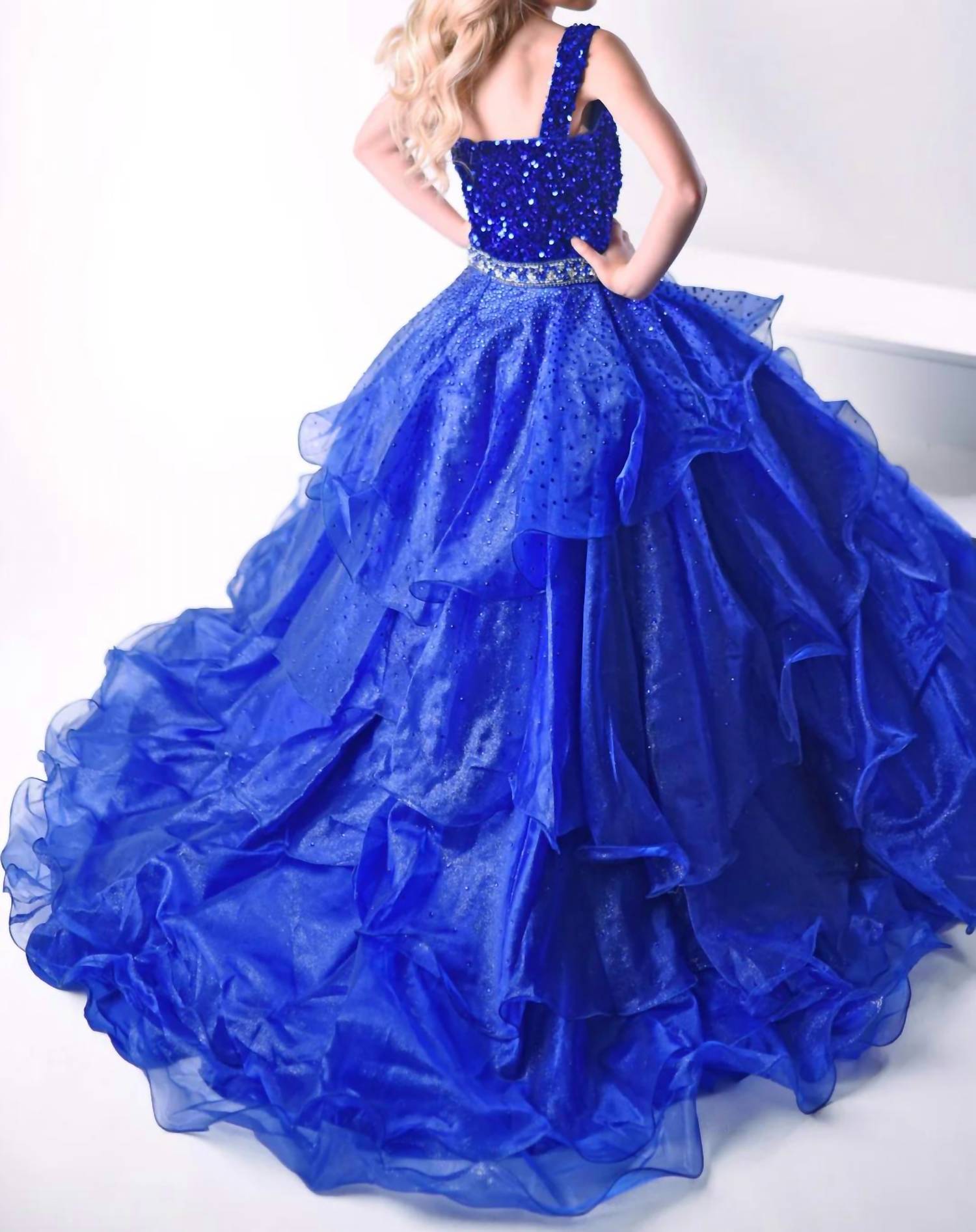 Ava Presley - Girls Cascading Ruffled Layers Gown