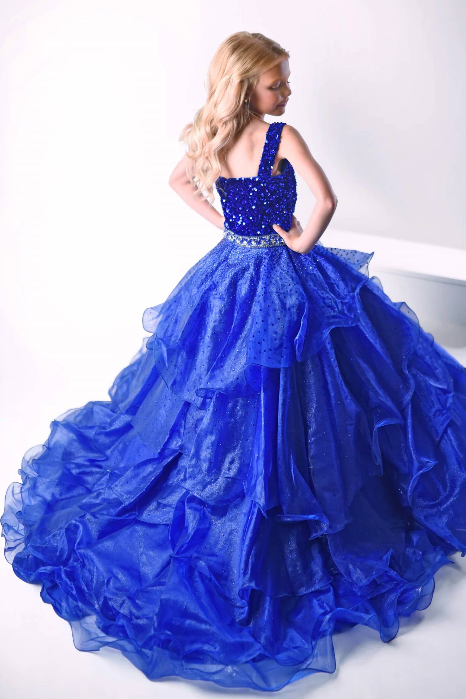 Ava Presley - Girls Cascading Ruffled Layers Gown