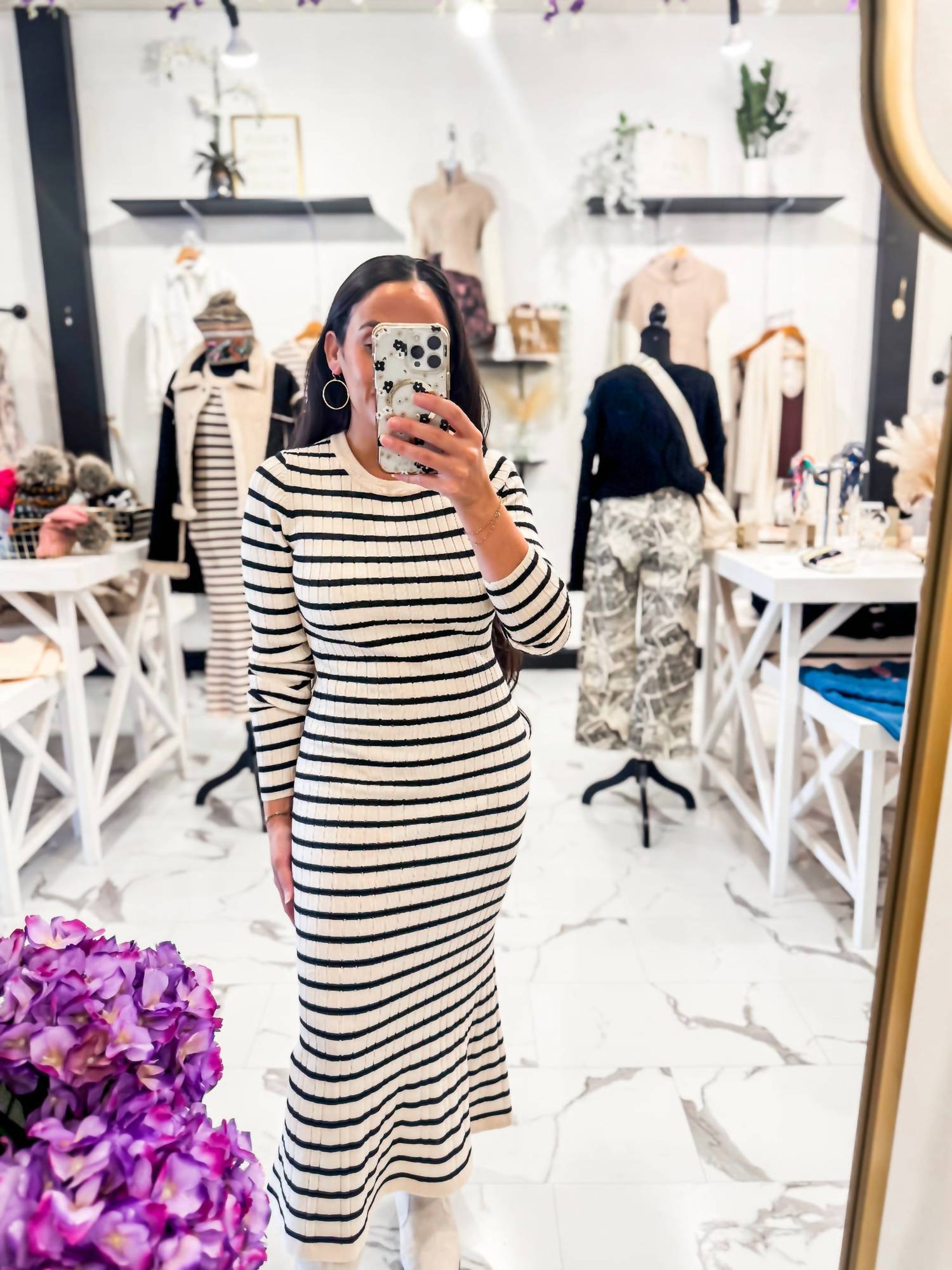 Hyfve - Women's Come And See Striped Sweater Dress